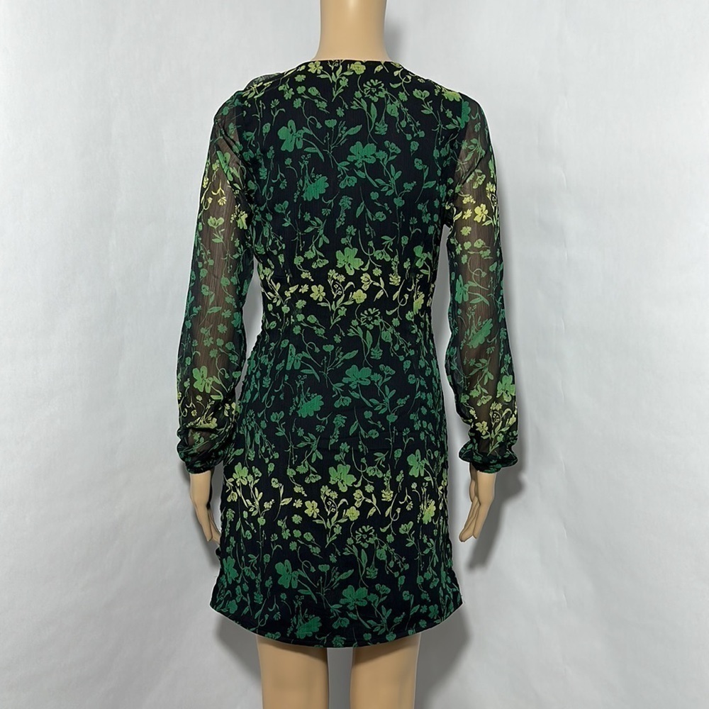 Women's 1 Piece Dress Floral Black See through Mesh (RWLX6E) - Picture 2 of 4